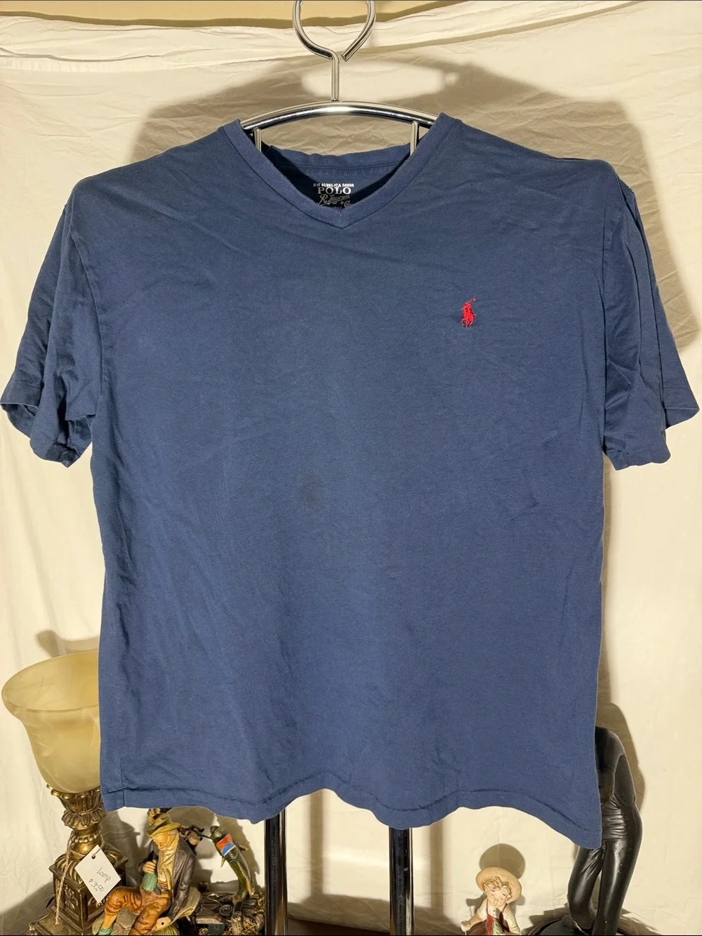 Polo by Ralph Lauren Navy V-Neck Short Sleeve Tee with Red Pony Embroidery